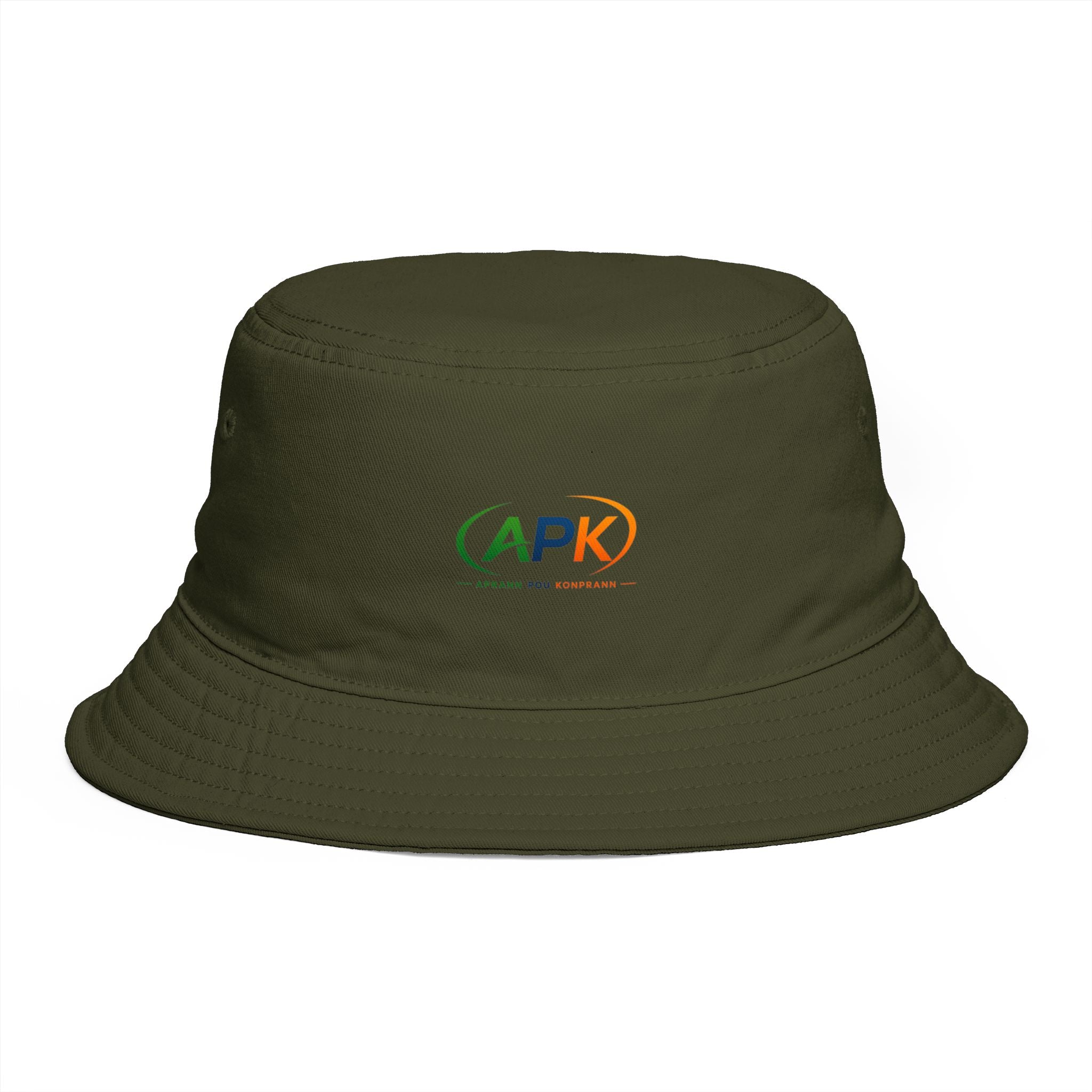 APK Logo Brown Bucket Hat — Casual Outdoor Sun Hat