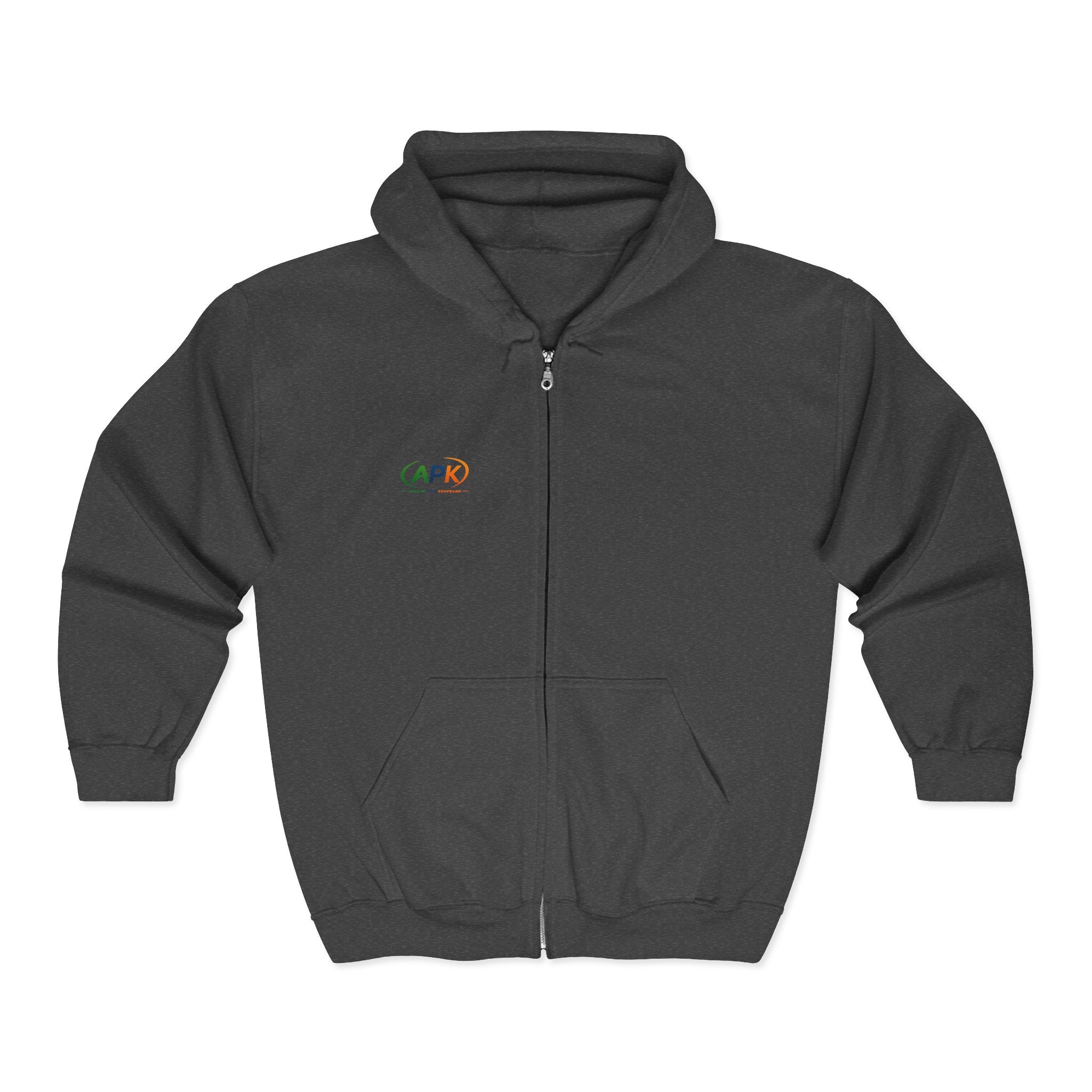 Full-Zip Hoodie with Small Colorful Logo – Casual Everyday Zip-Up Sweatshirt