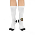 Cushioned Crew Socks featuring Small Vintage Badge Logo — Comfortable Athletic Crew Socks