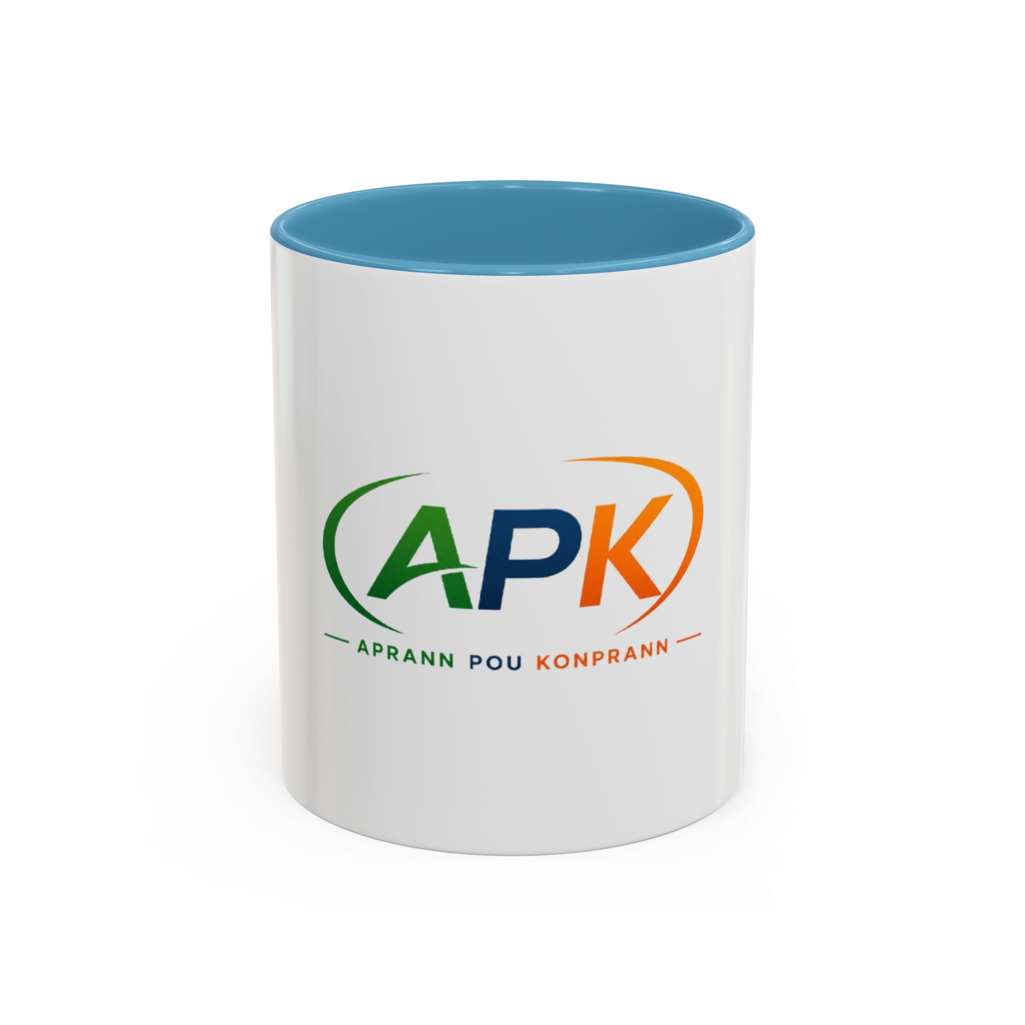 APK Logo Accent Coffee Mug — "Aprann Pou Konprann" Haitian Creole Inspirational Mug