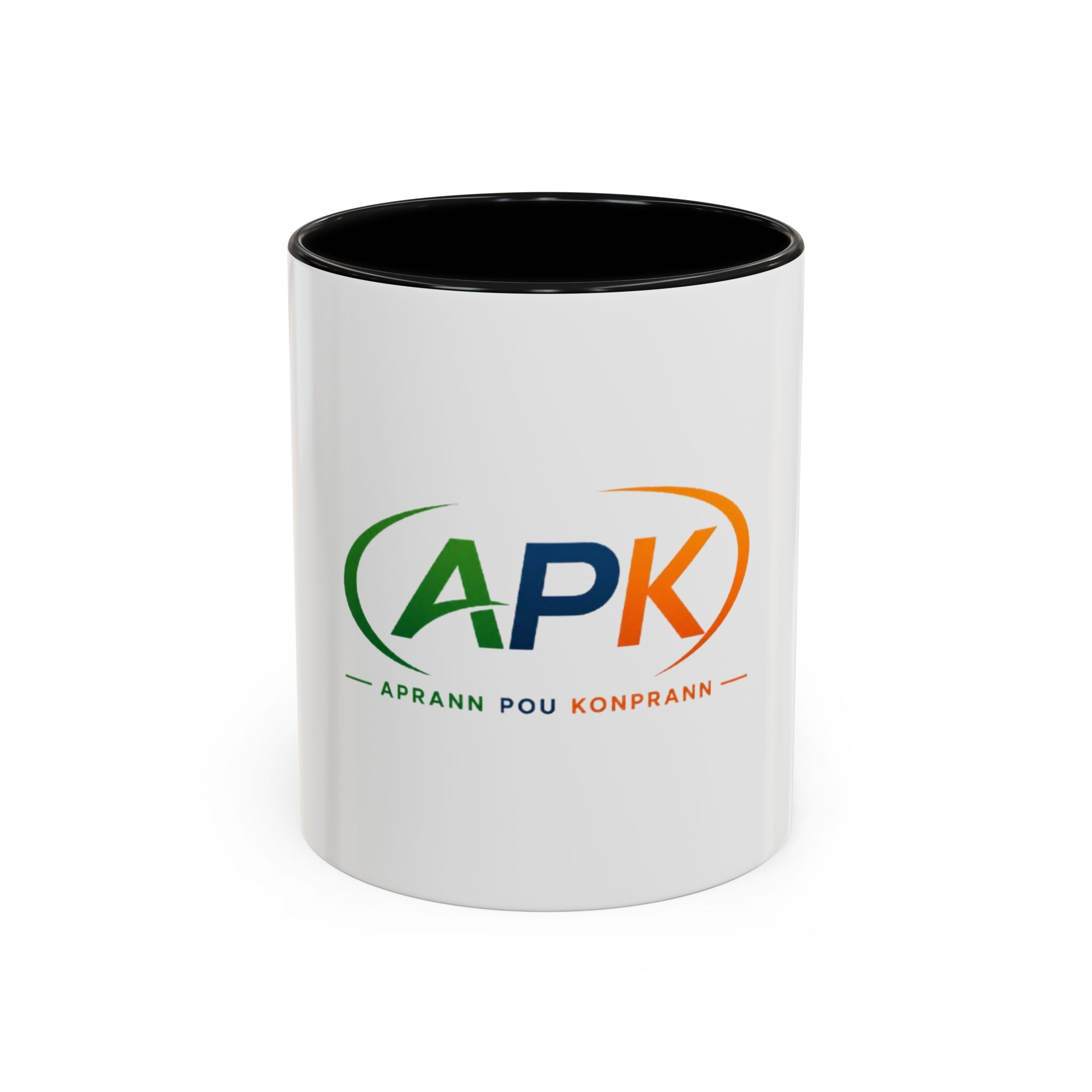 APK Logo Accent Coffee Mug — "Aprann Pou Konprann" Haitian Creole Inspirational Mug