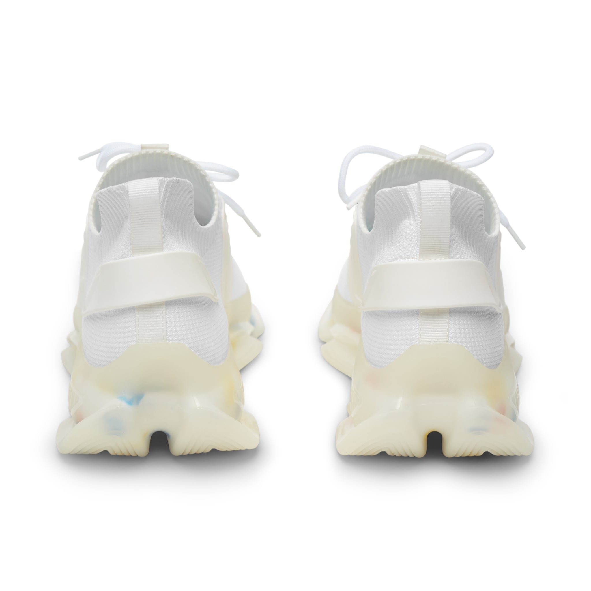 Men's White Mesh Sneakers — Lightweight Athletic Shoes with Cushioned Speckled Sole