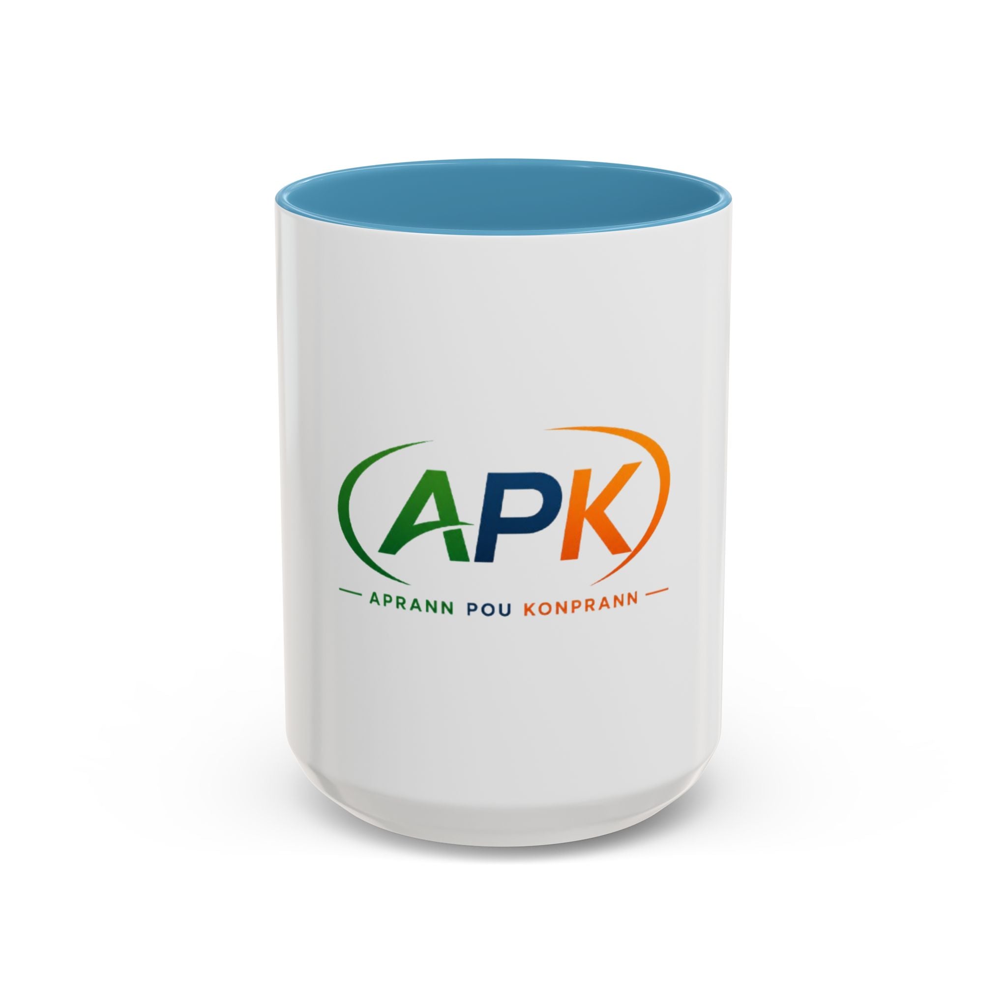 APK Logo Accent Coffee Mug — "Aprann Pou Konprann" Haitian Creole Inspirational Mug