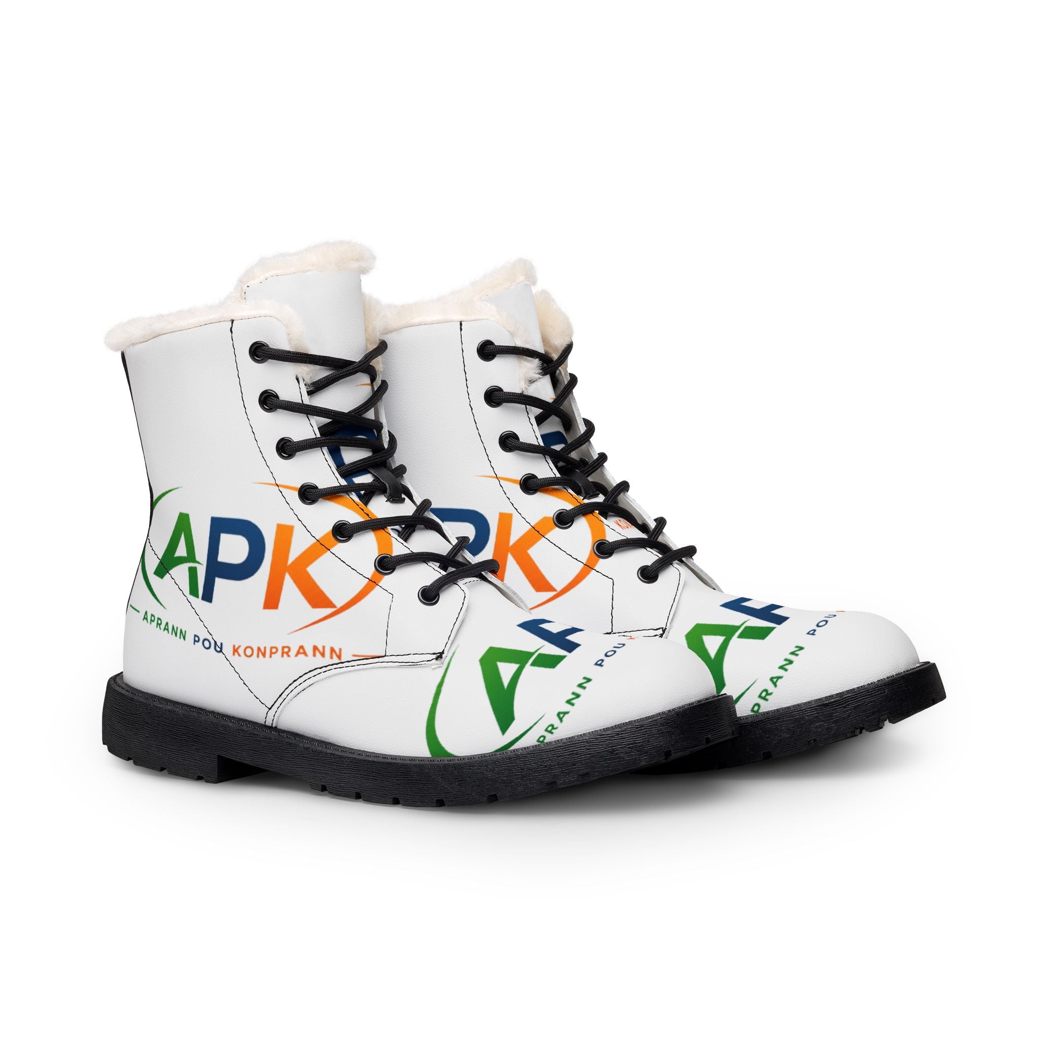Women's Fur-Lined Leather Boots — Branded APK Winter Ankle Boots