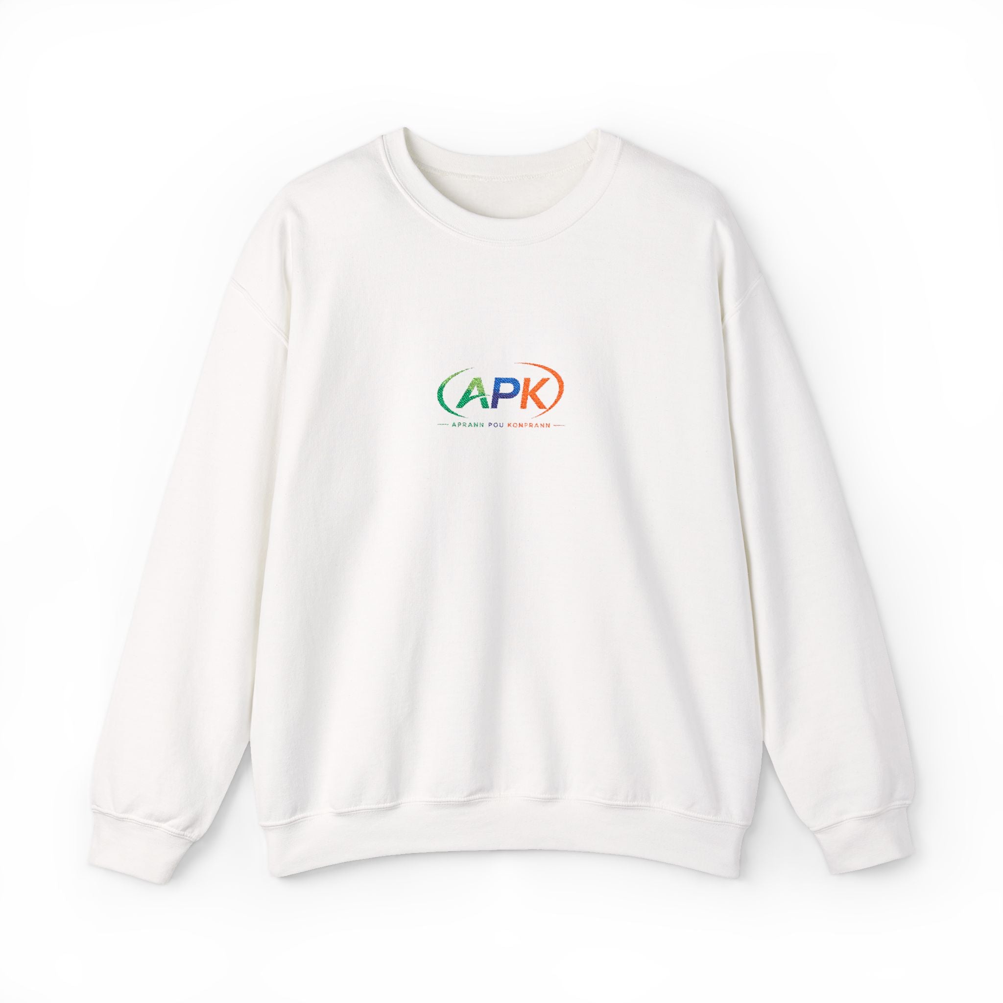APK Rainbow Logo Crewneck Sweatshirt — Colorful Minimal Logo Pullover