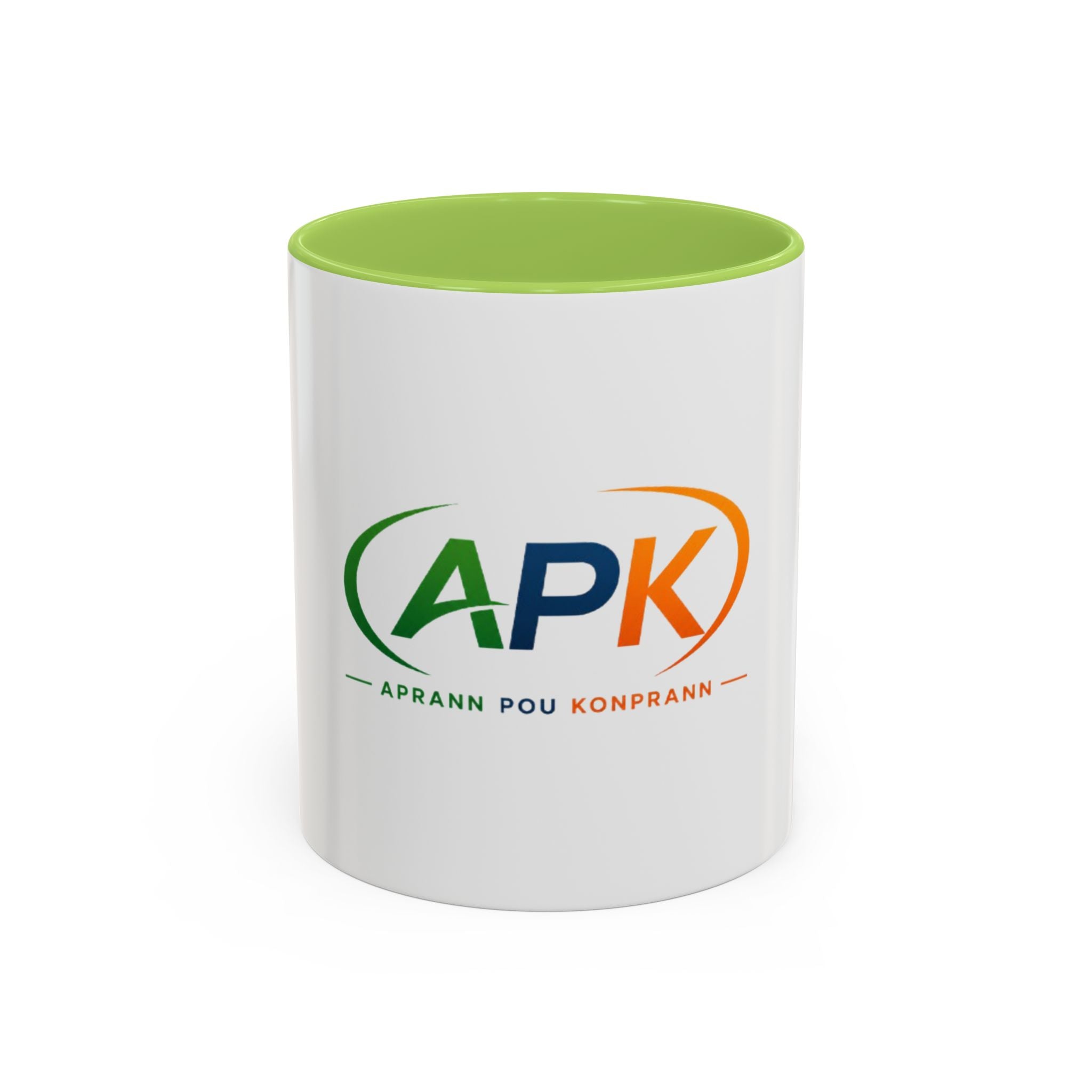 APK Logo Accent Coffee Mug — "Aprann Pou Konprann" Haitian Creole Inspirational Mug