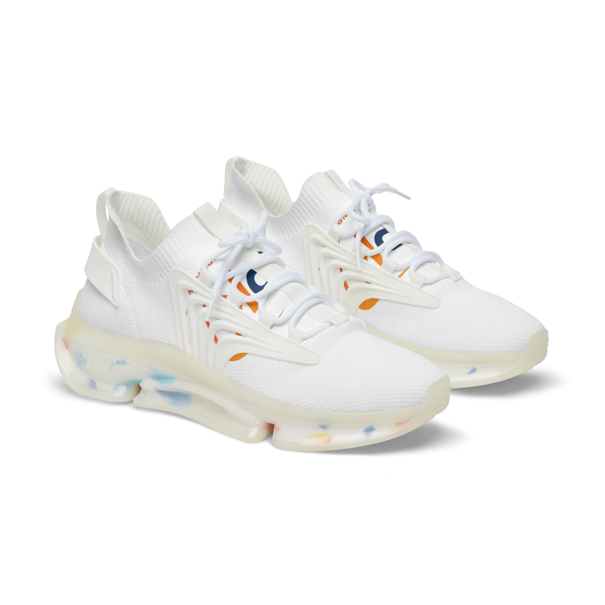 Men's White Mesh Sneakers — Lightweight Athletic Shoes with Cushioned Speckled Sole