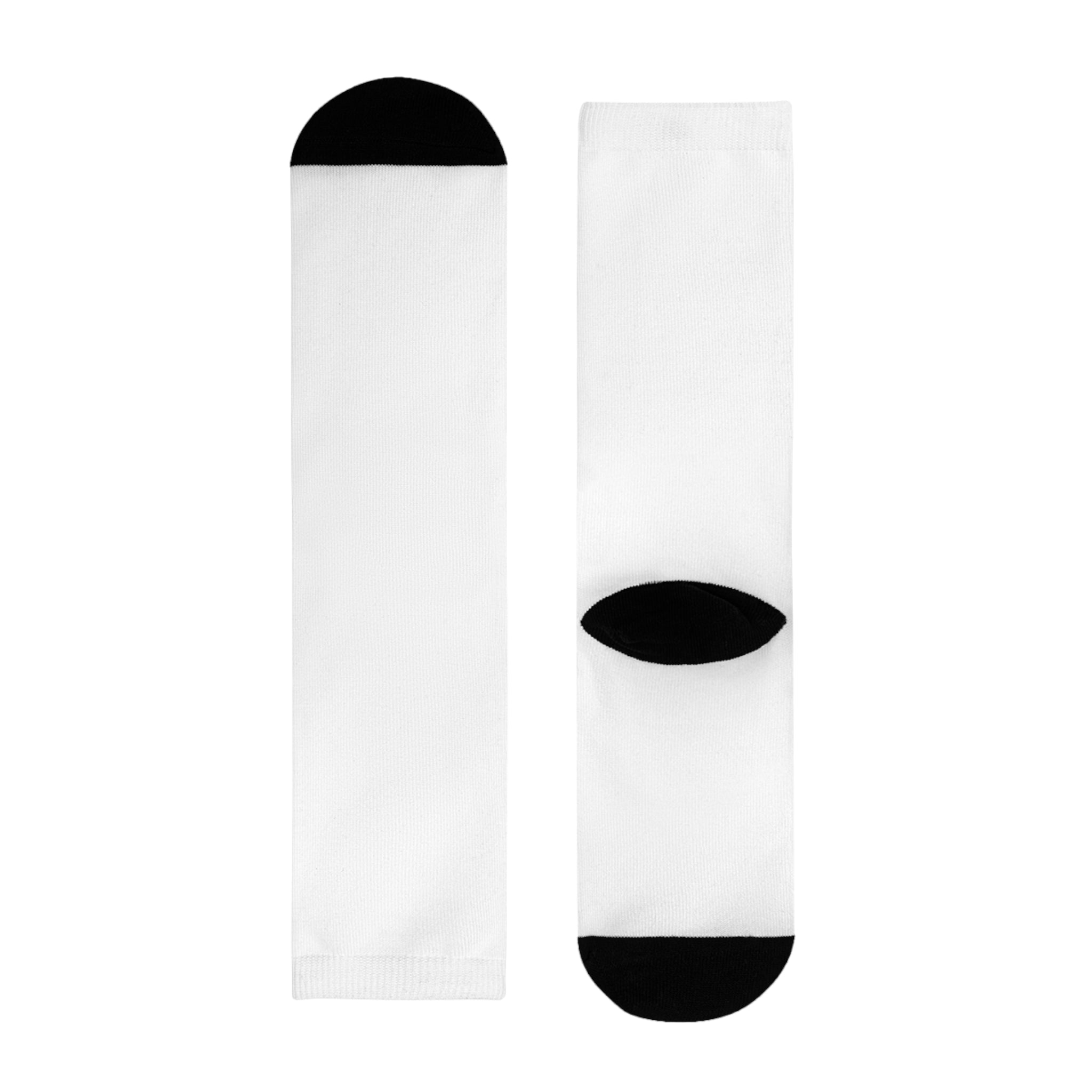 APK Logo Sublimation Crew Socks — Custom White Athletic Socks