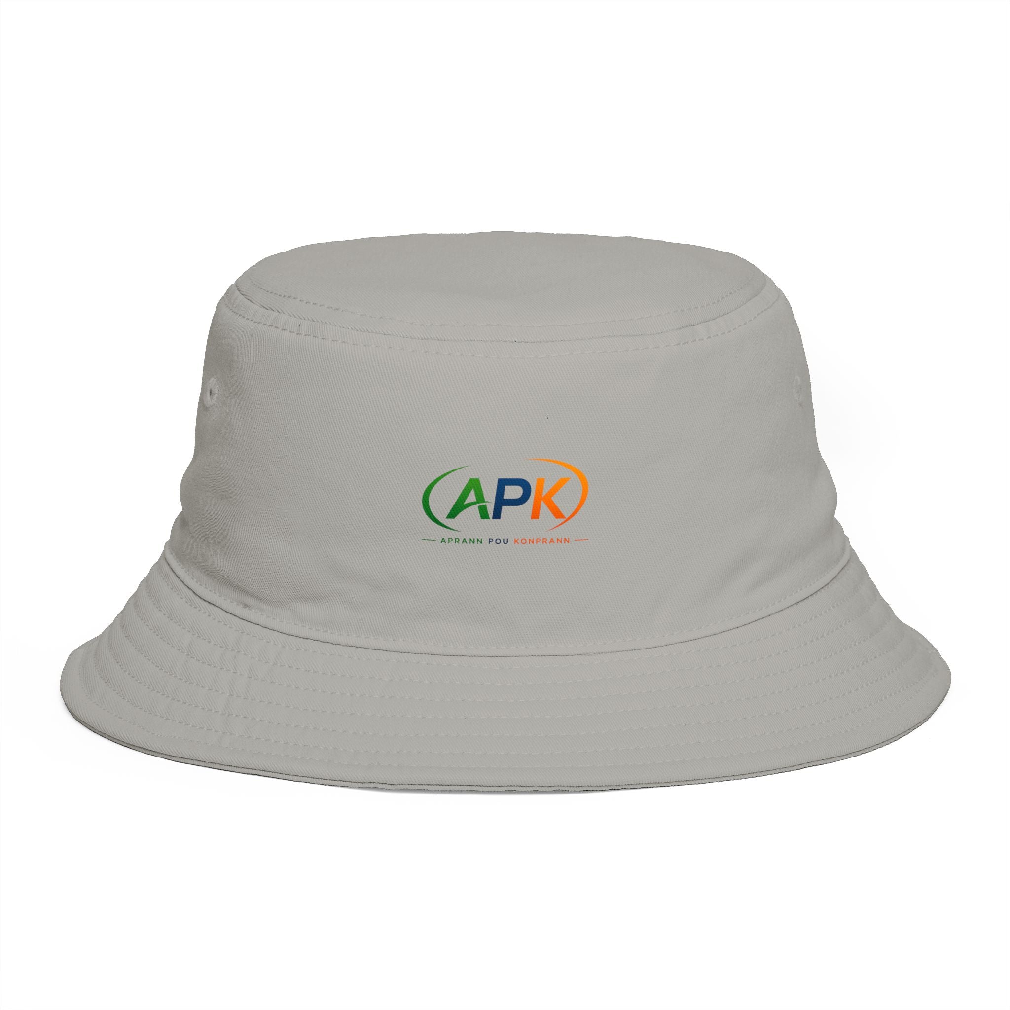 APK Logo Brown Bucket Hat — Casual Outdoor Sun Hat