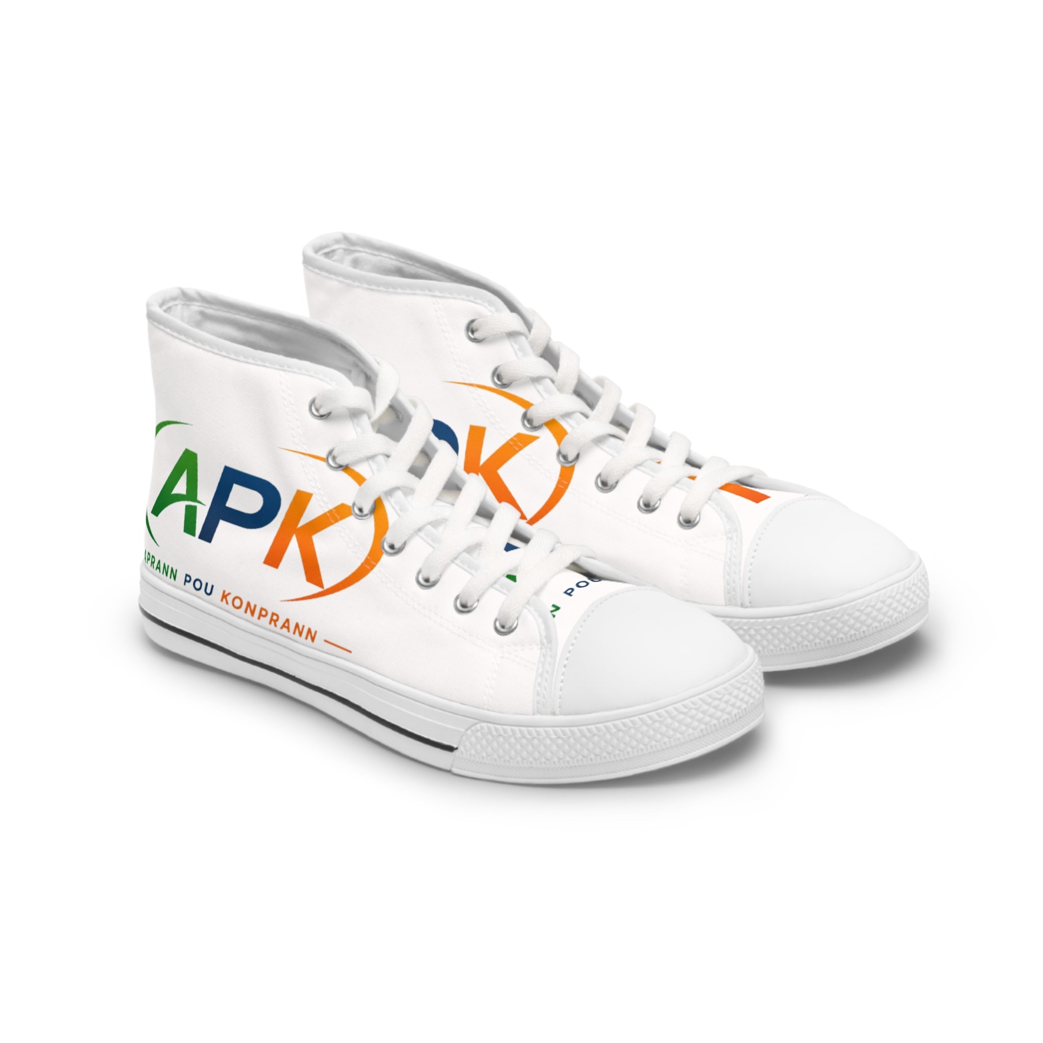 Women's High Top Sneakers — Colorful Logo Graphic Canvas Trainers