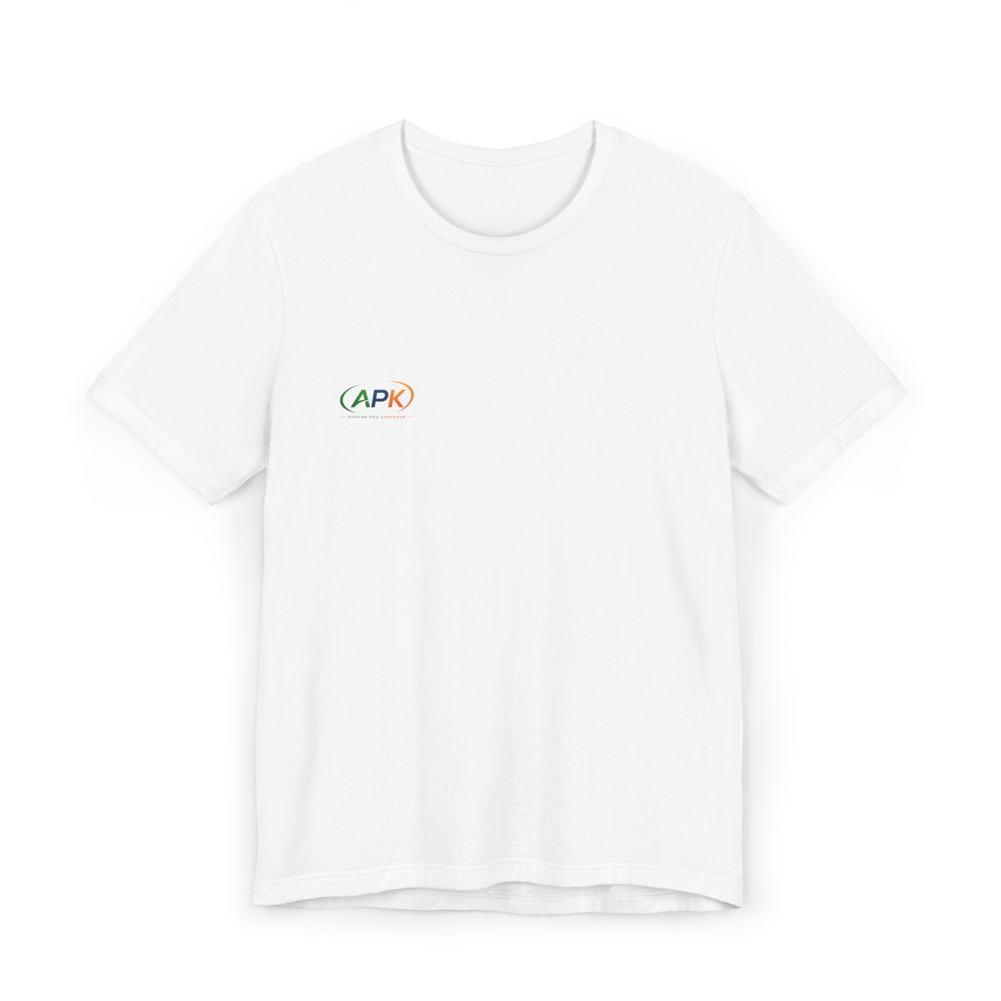Minimalist "APK" Logo T-Shirt — Small Rainbow Chest Logo Tee