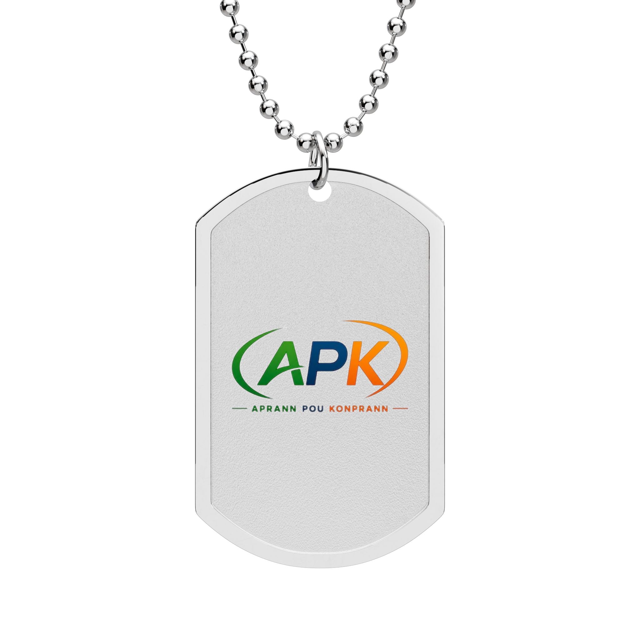 Custom Logo Dog Tag Necklace — Personalized Engraved ID Tag with Ball Chain (Gold or Silver)