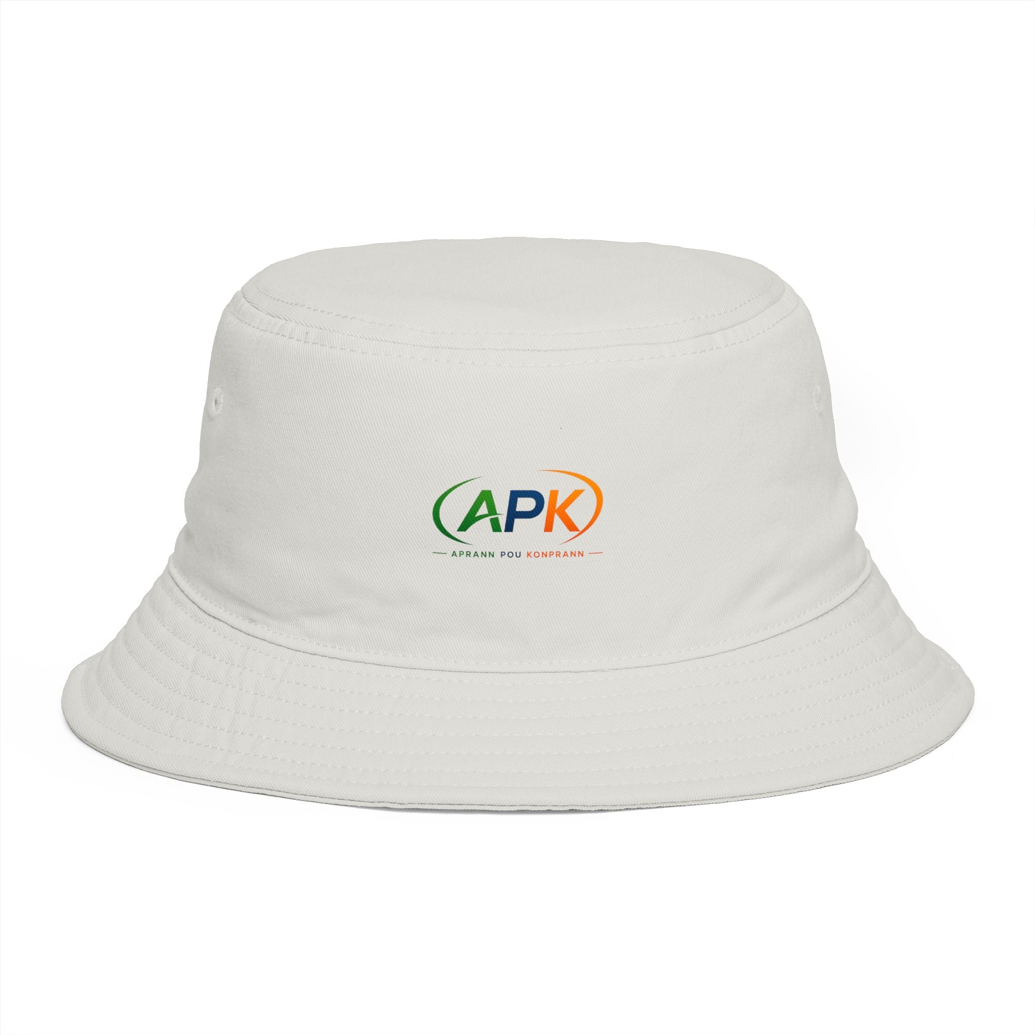 APK Logo Brown Bucket Hat — Casual Outdoor Sun Hat