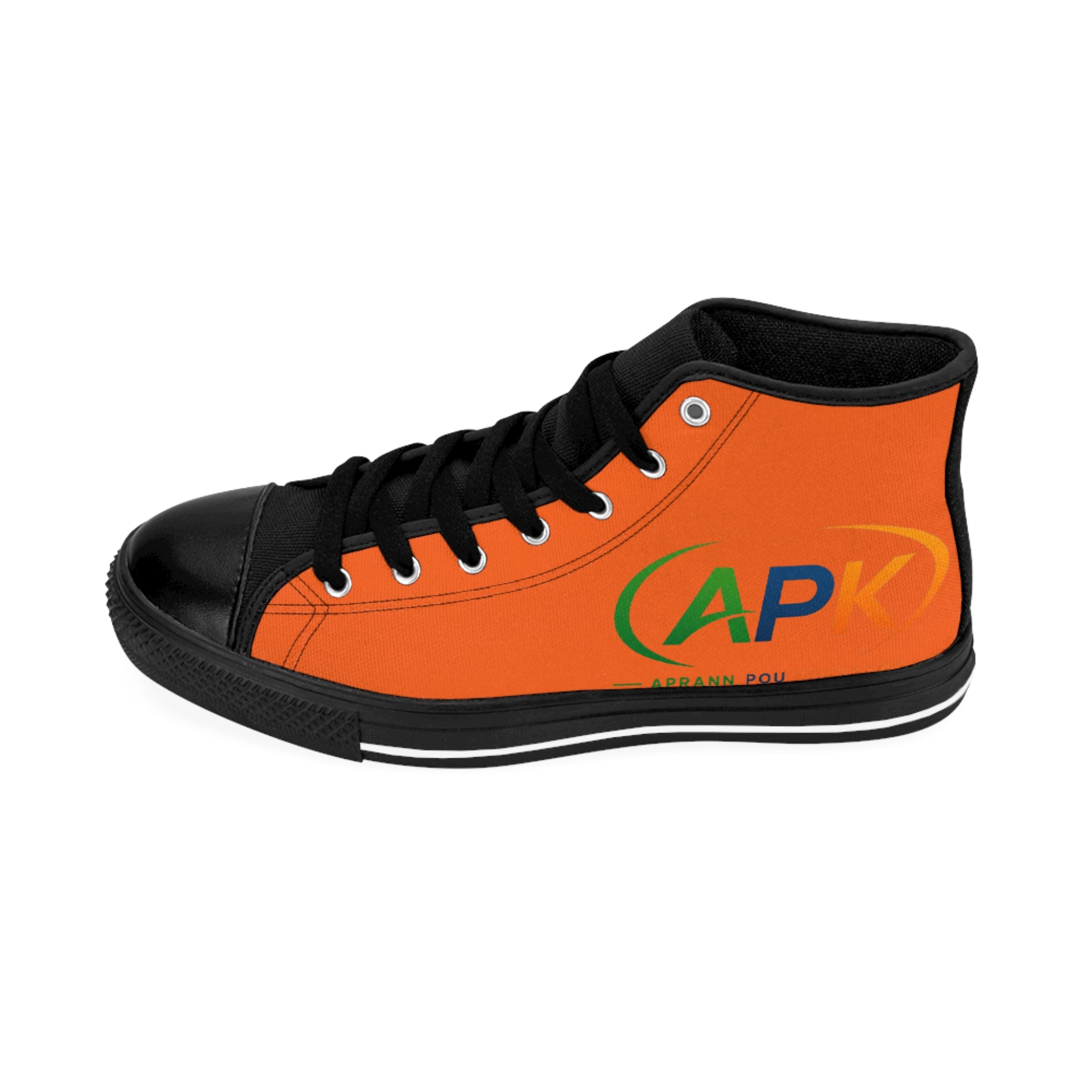 High-Top Sneakers — Orange Custom Logo Athletic Shoes