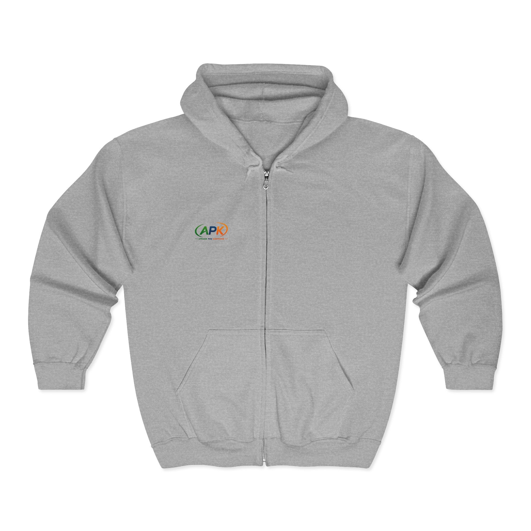 Full-Zip Hoodie with Small Colorful Logo – Casual Everyday Zip-Up Sweatshirt