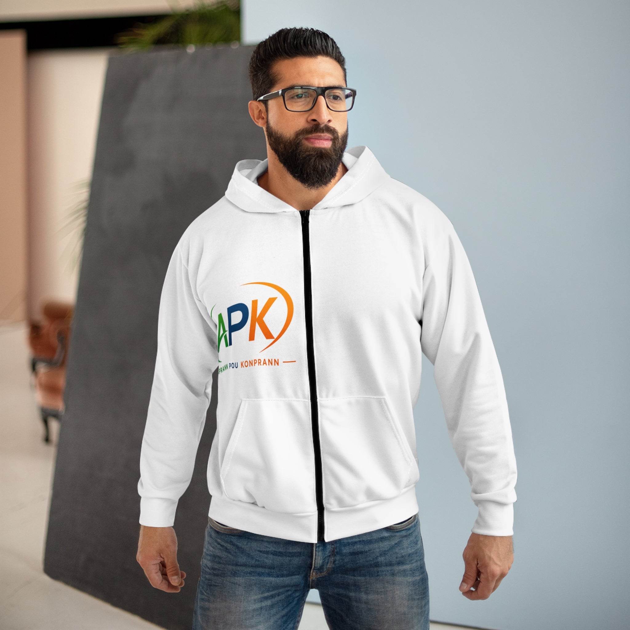 APK Logo Zip Hoodie — Branded Full‑Zip Hoodie with APK Graphic