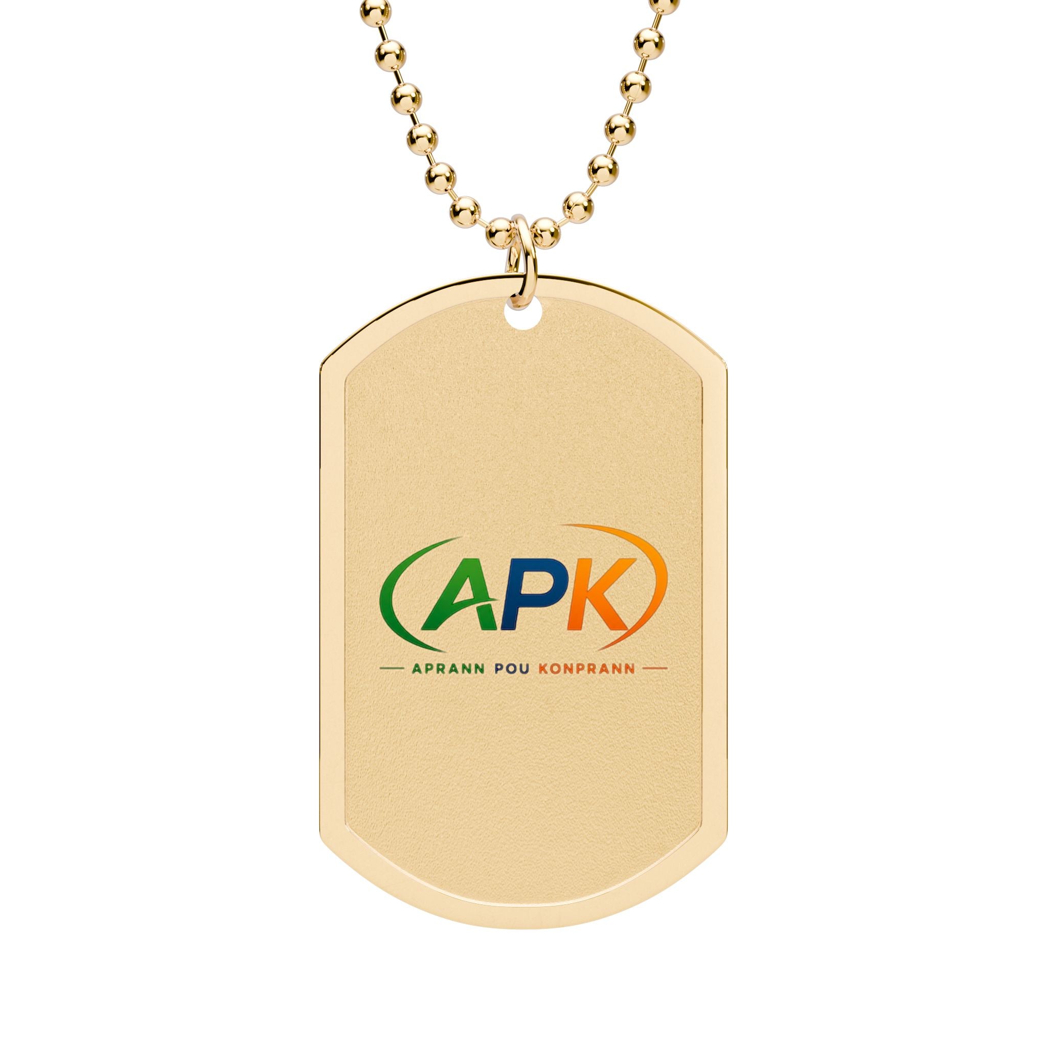 Custom Logo Dog Tag Necklace — Personalized Engraved ID Tag with Ball Chain (Gold or Silver)
