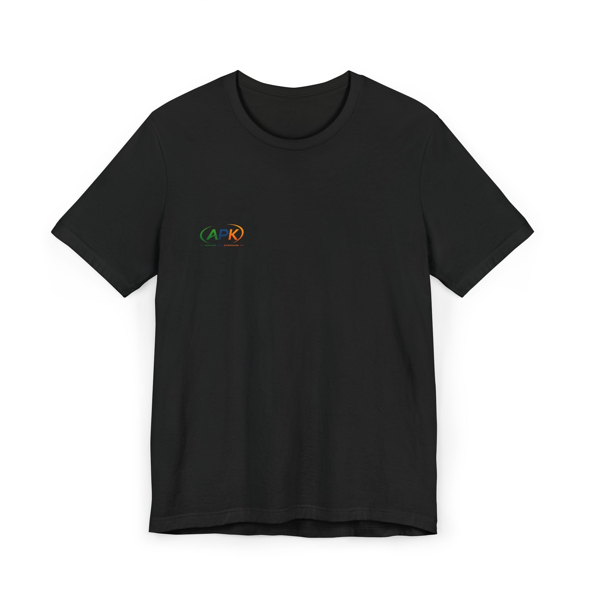 Minimalist "APK" Logo T-Shirt — Small Rainbow Chest Logo Tee