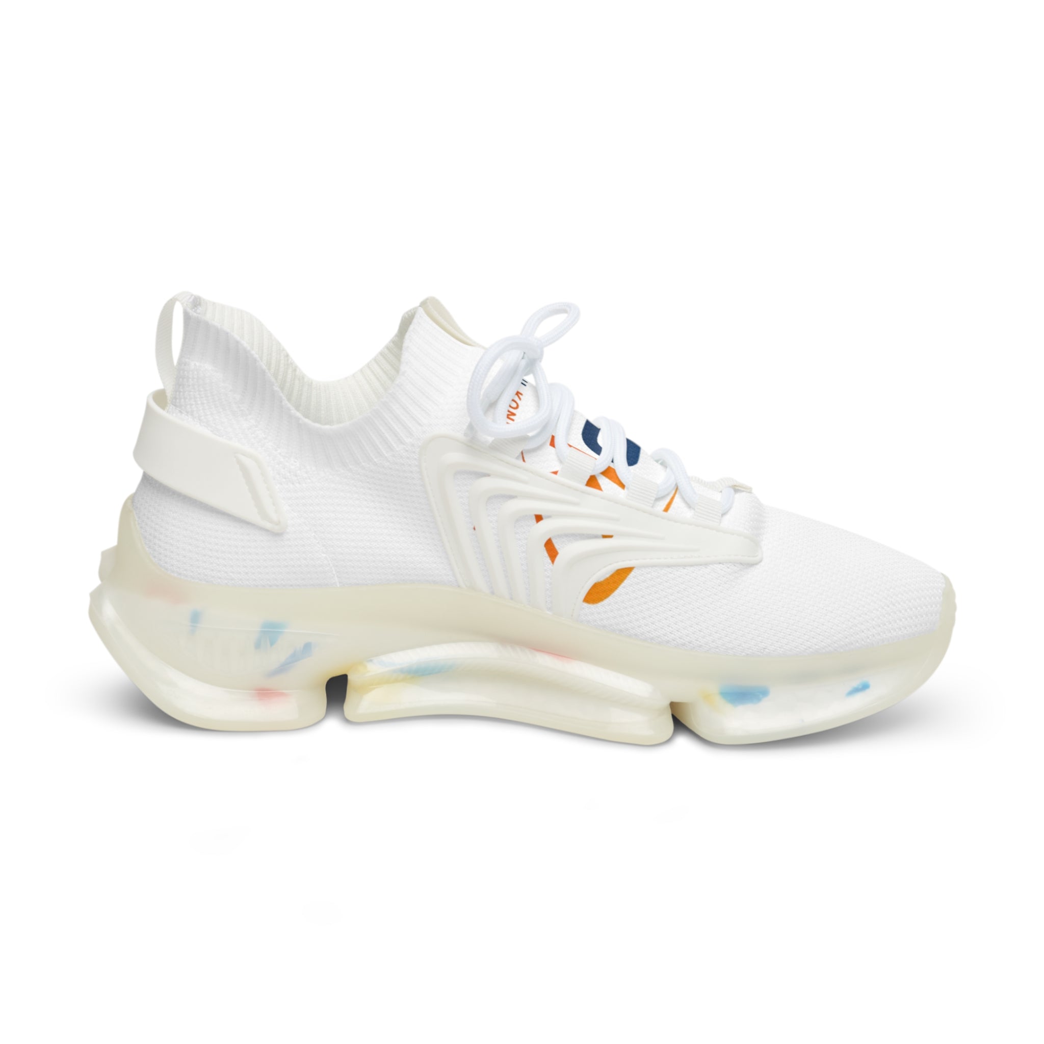 Men's White Mesh Sneakers — Lightweight Athletic Shoes with Cushioned Speckled Sole