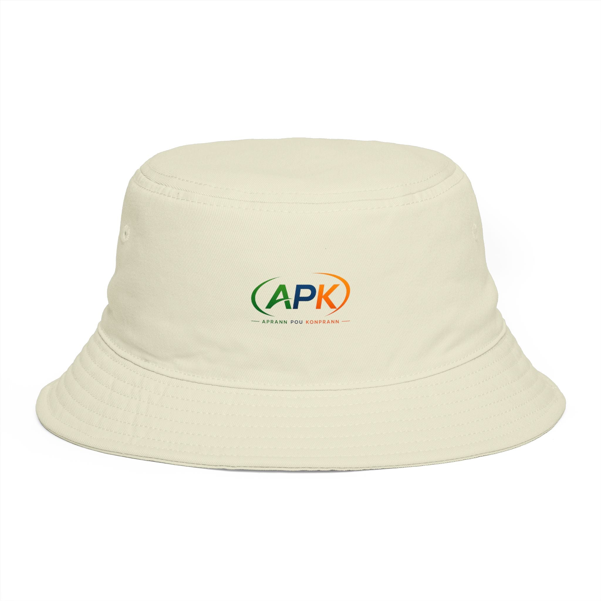 APK Logo Brown Bucket Hat — Casual Outdoor Sun Hat