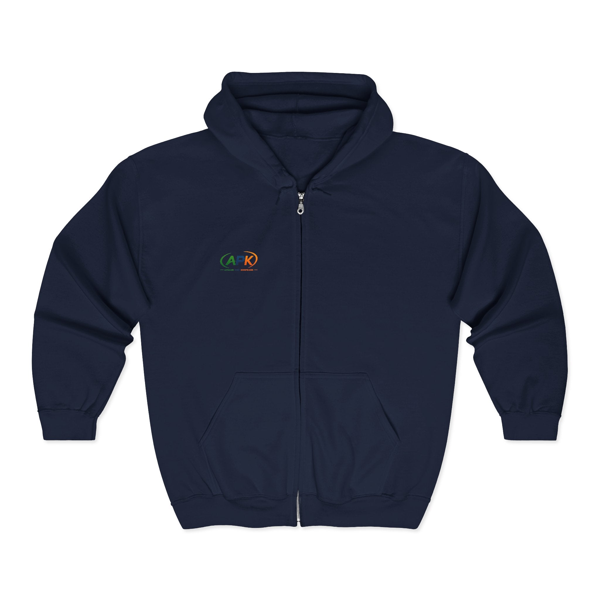 Full-Zip Hoodie with Small Colorful Logo – Casual Everyday Zip-Up Sweatshirt