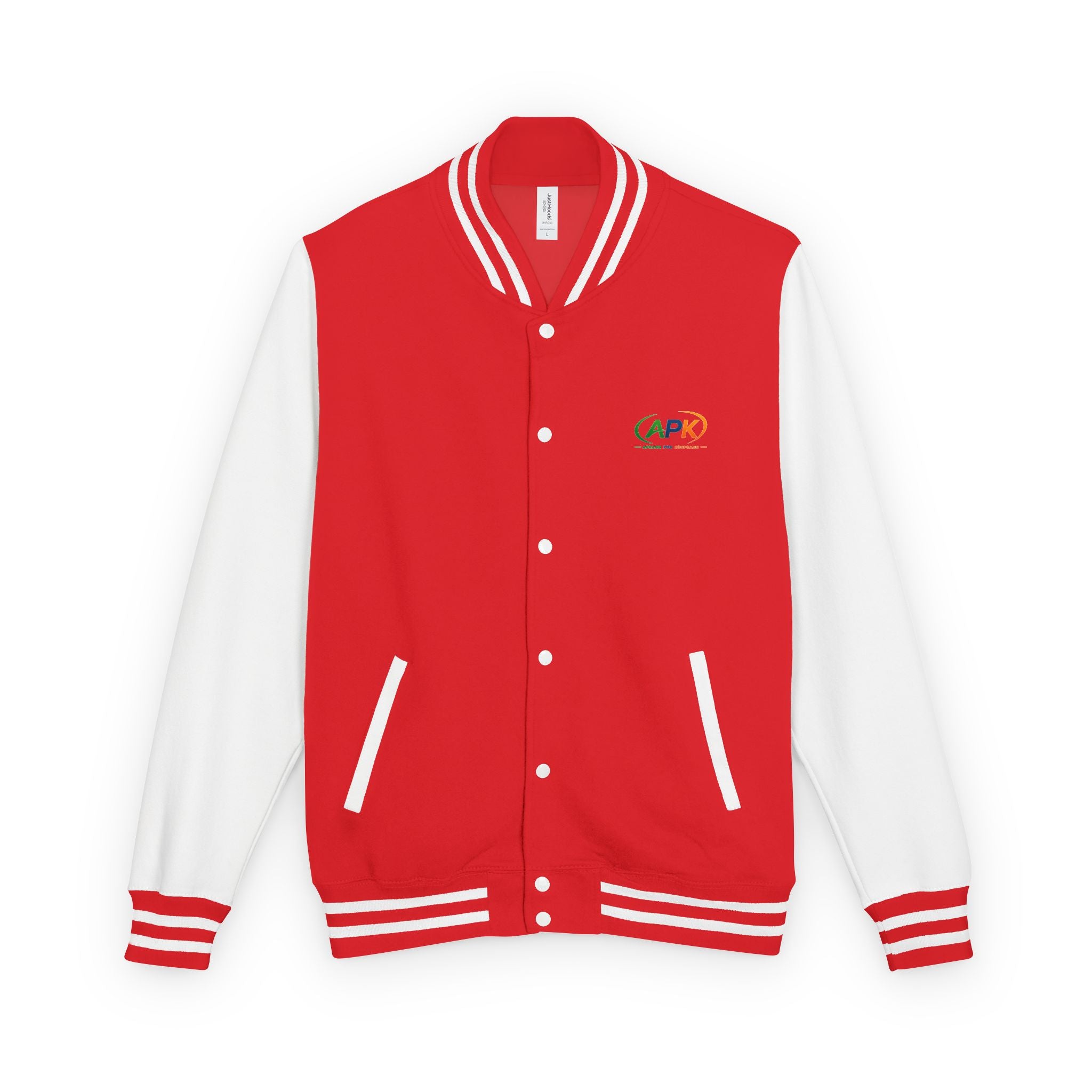 Retro Varsity Letterman Jacket — Red & White Classic College Style