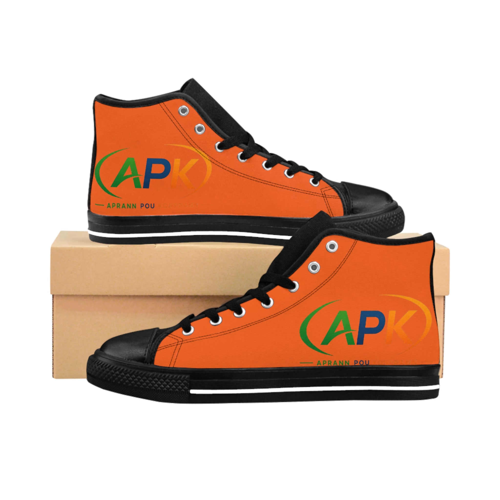 High-Top Sneakers — Orange Custom Logo Athletic Shoes