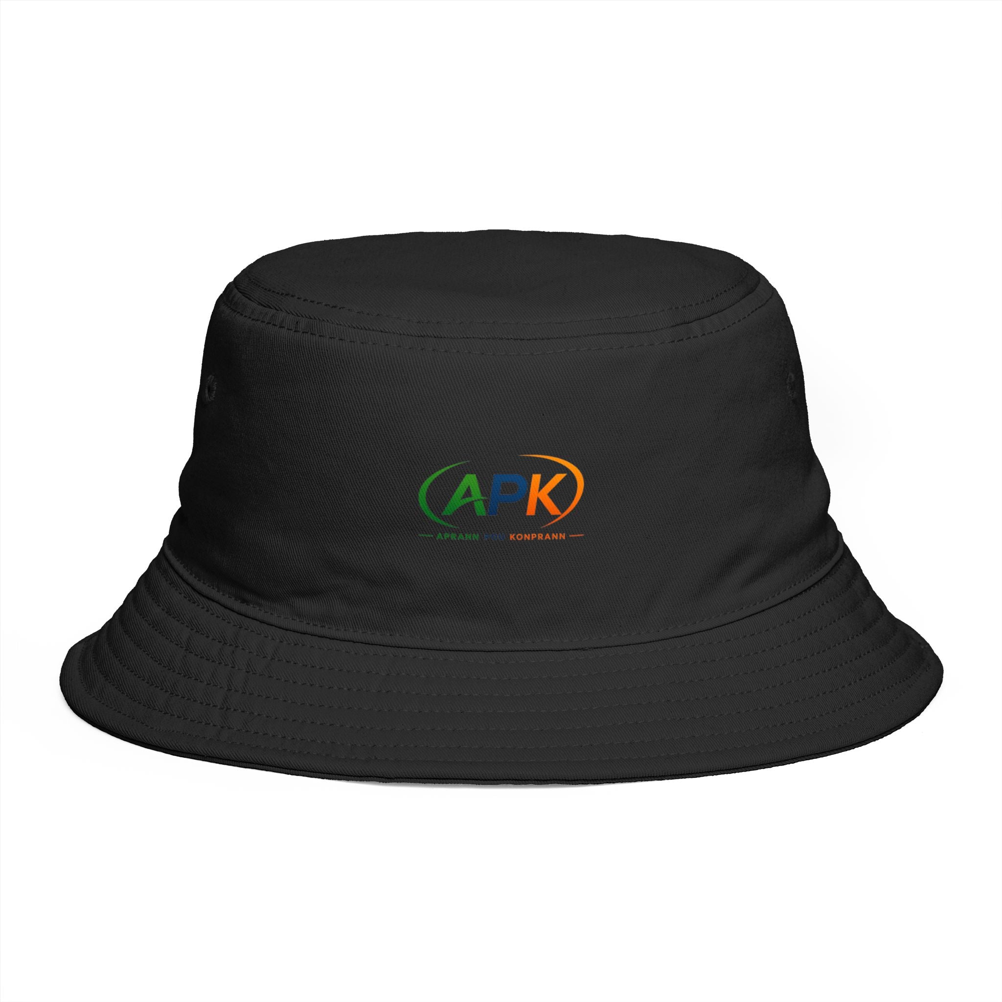 APK Logo Brown Bucket Hat — Casual Outdoor Sun Hat
