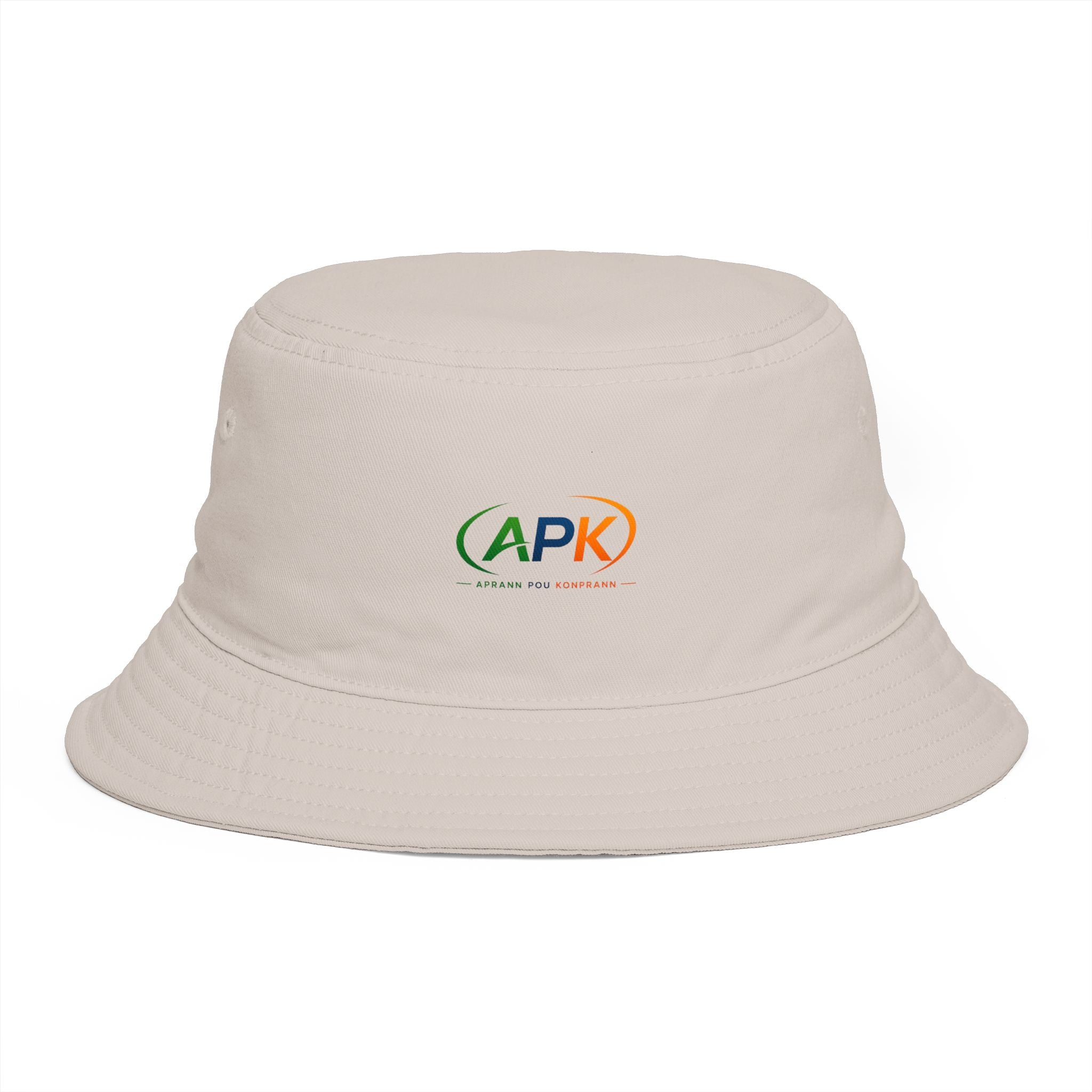 APK Logo Brown Bucket Hat — Casual Outdoor Sun Hat
