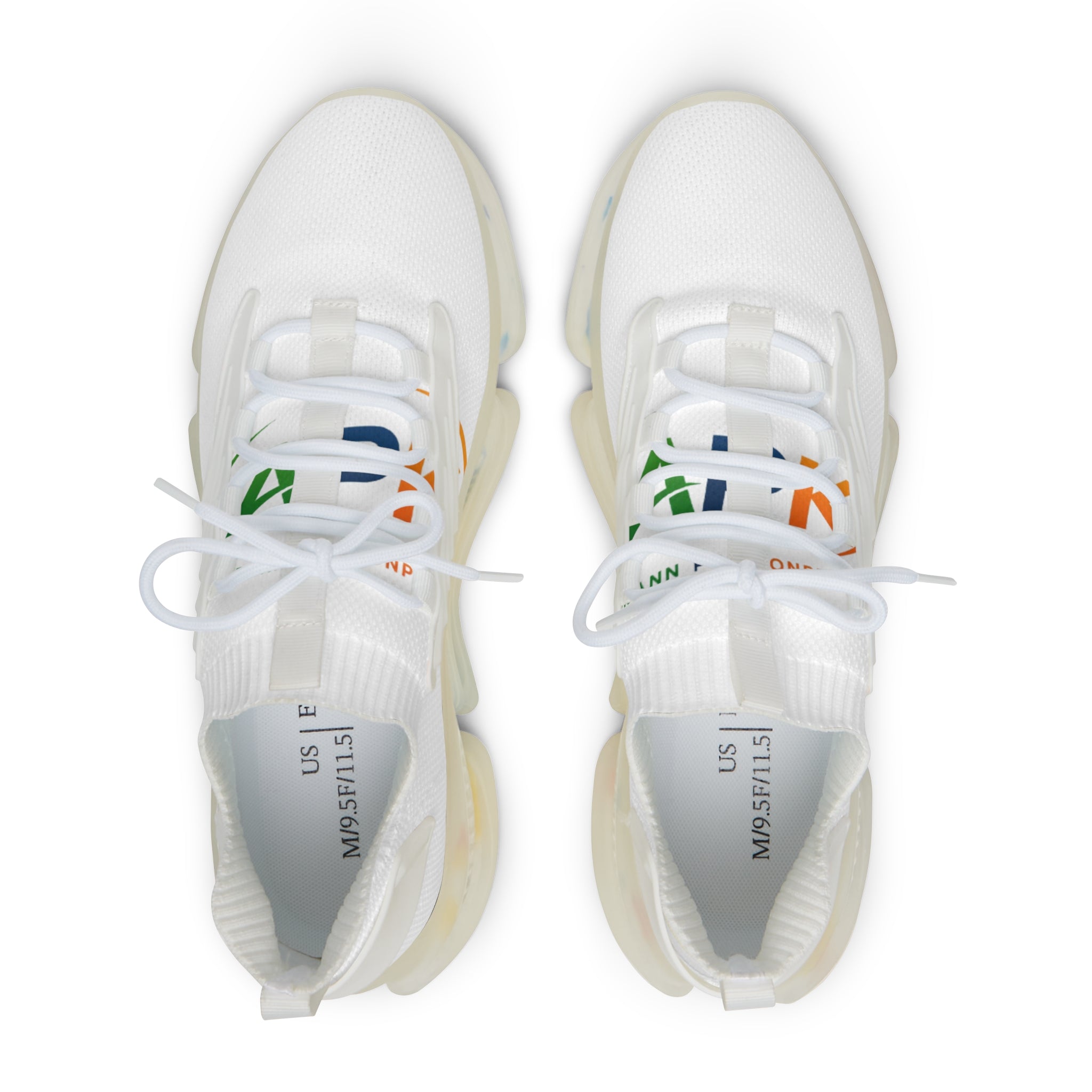 Men's White Mesh Sneakers — Lightweight Athletic Shoes with Cushioned Speckled Sole