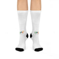 Cushioned Crew Socks — Subtle Vintage Badge Logo Athletic Crew Socks