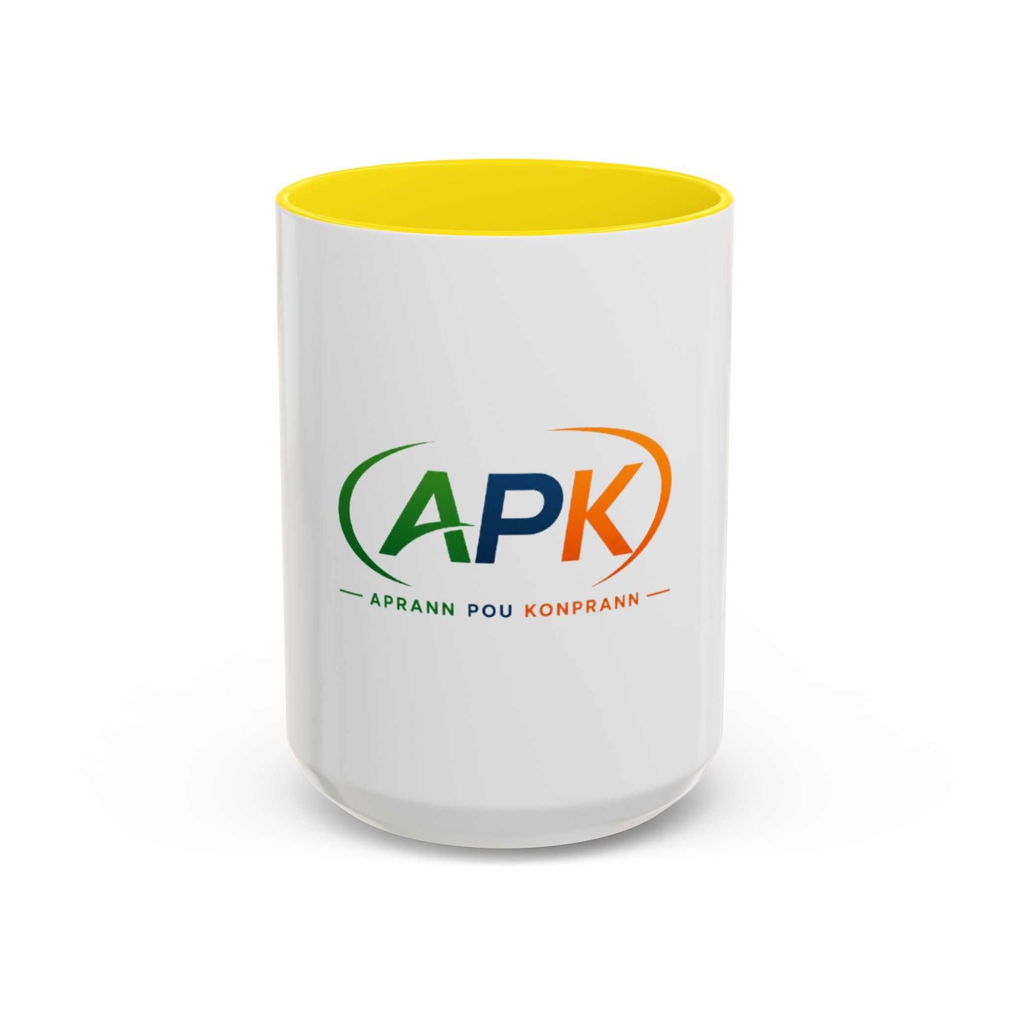 APK Logo Accent Coffee Mug — "Aprann Pou Konprann" Haitian Creole Inspirational Mug