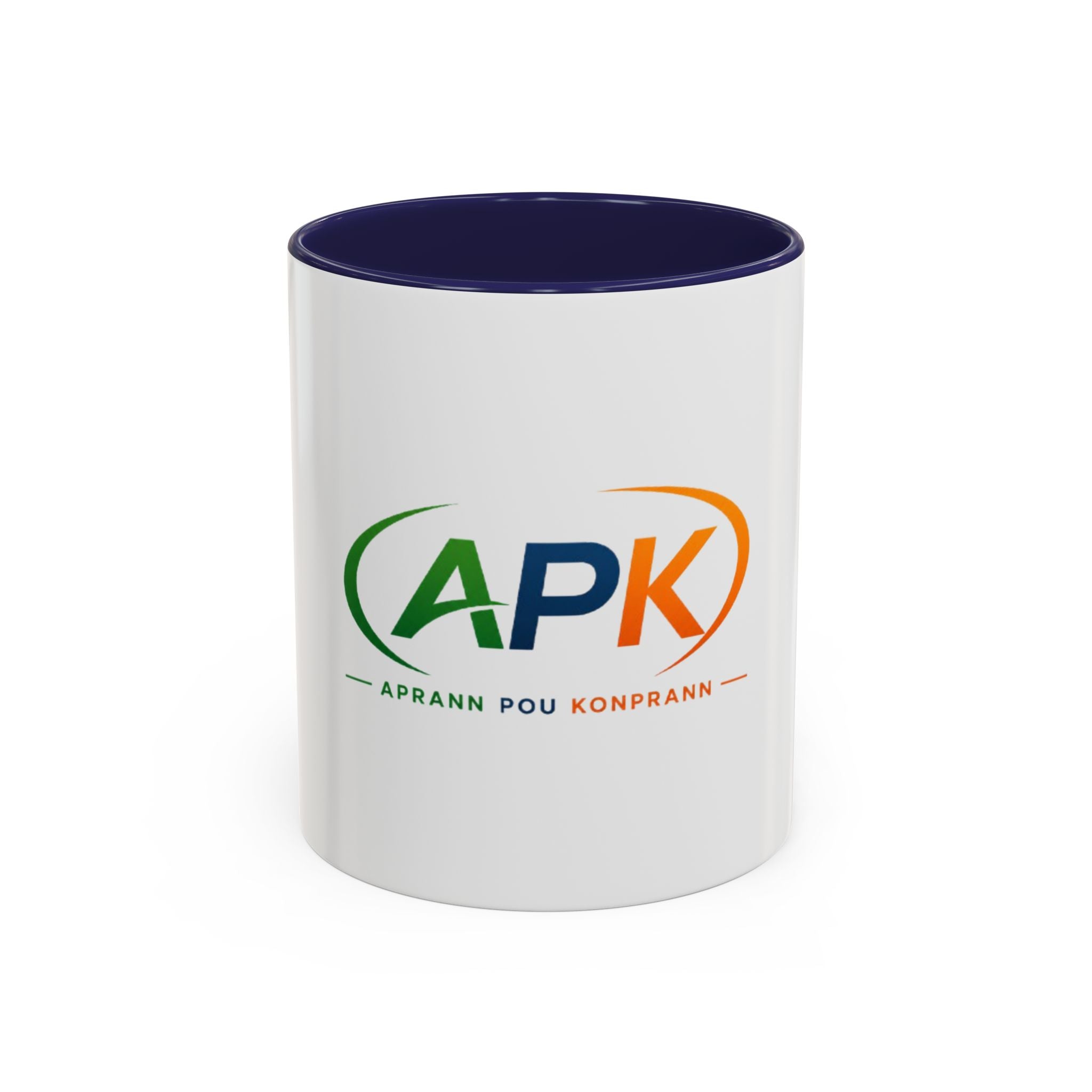 APK Logo Accent Coffee Mug — "Aprann Pou Konprann" Haitian Creole Inspirational Mug