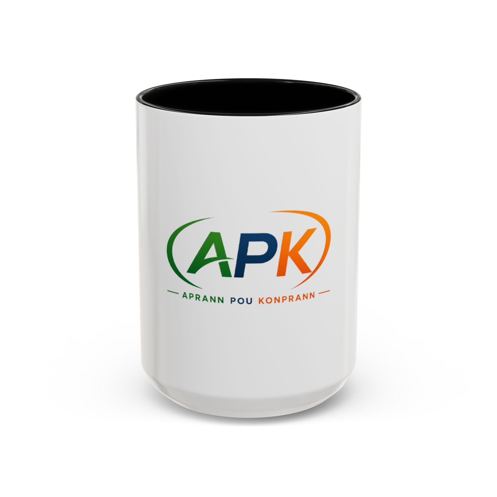 APK Logo Accent Coffee Mug — "Aprann Pou Konprann" Haitian Creole Inspirational Mug