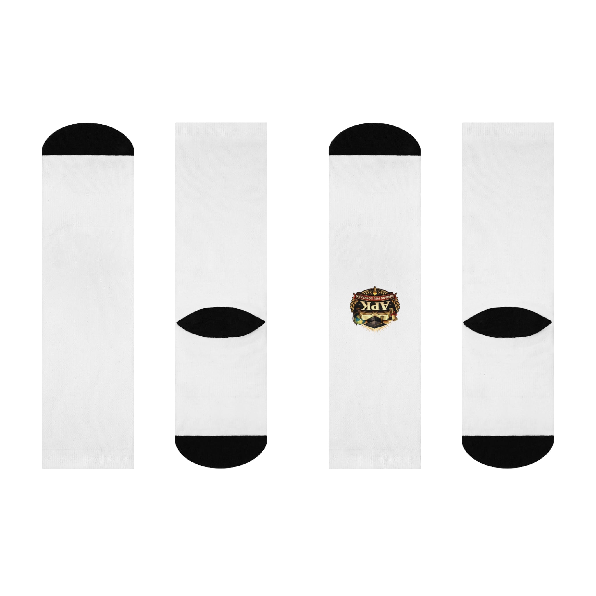 Cushioned Crew Socks featuring Small Vintage Badge Logo — Comfortable Athletic Crew Socks