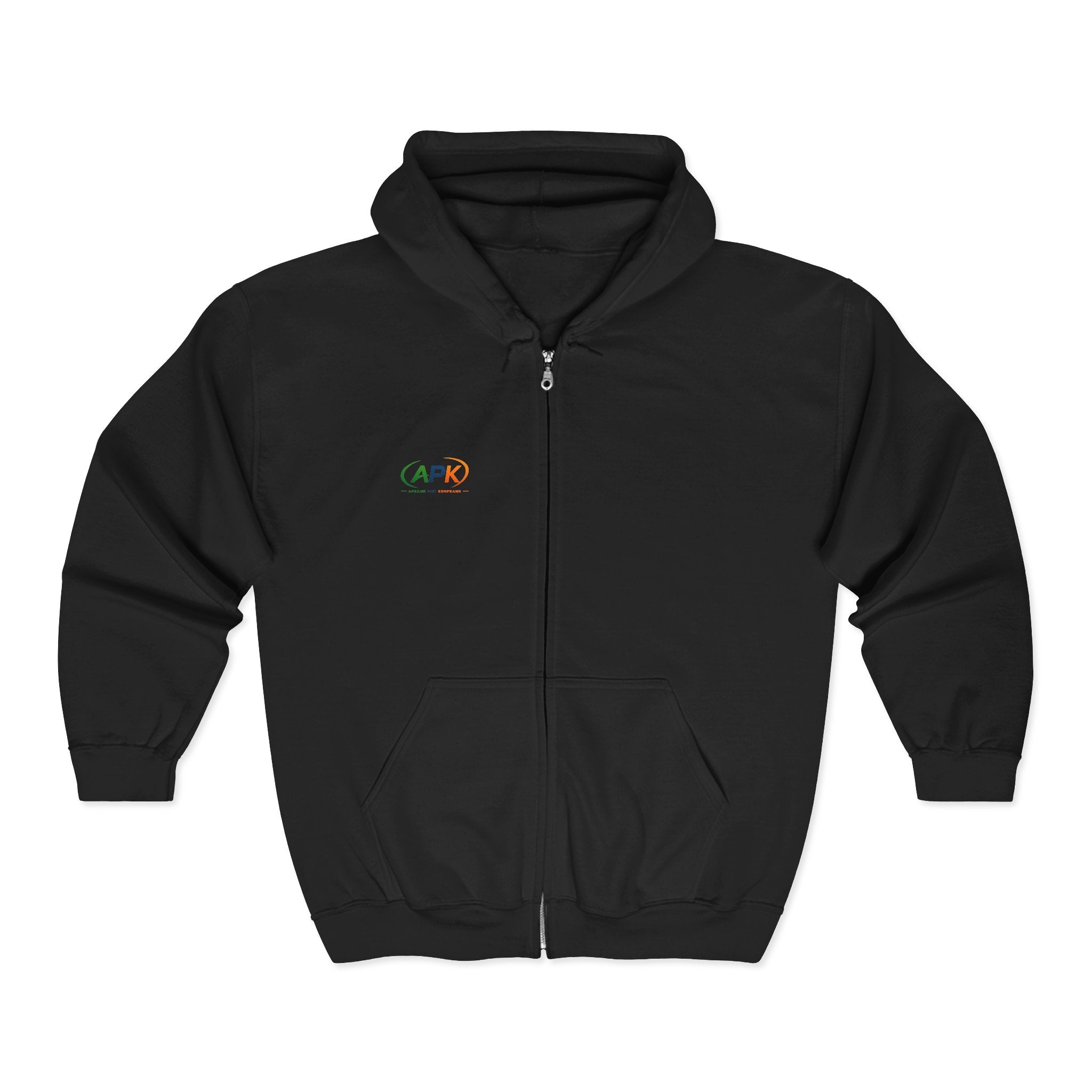 Full-Zip Hoodie with Small Colorful Logo – Casual Everyday Zip-Up Sweatshirt