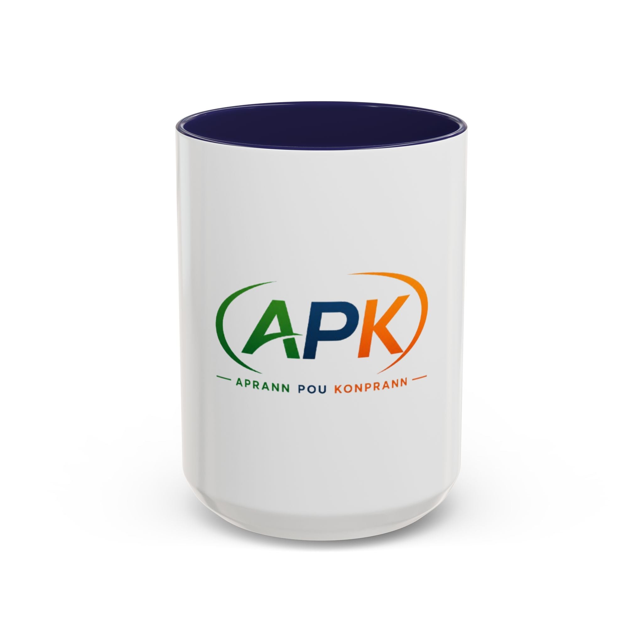 APK Logo Accent Coffee Mug — "Aprann Pou Konprann" Haitian Creole Inspirational Mug