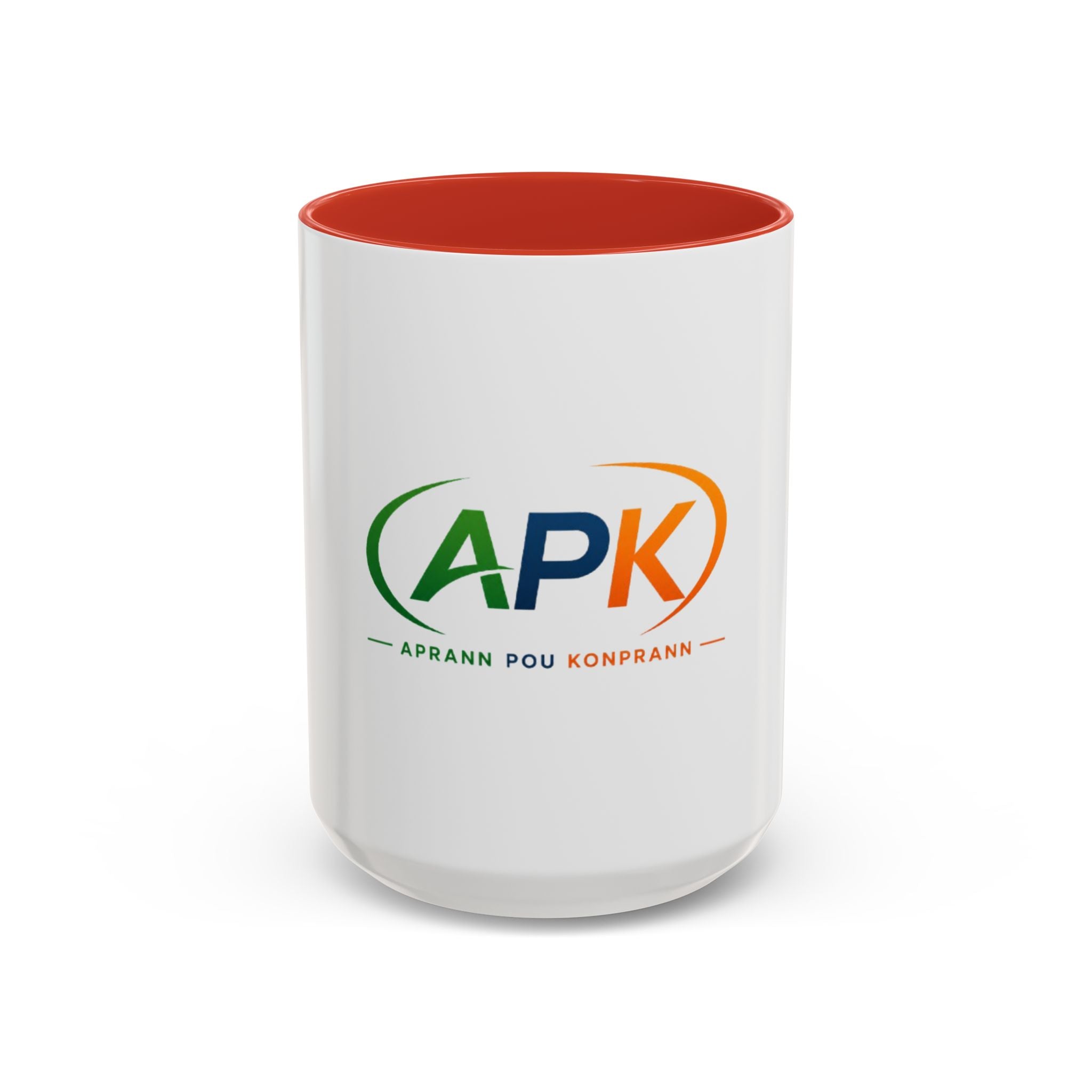 APK Logo Accent Coffee Mug — "Aprann Pou Konprann" Haitian Creole Inspirational Mug