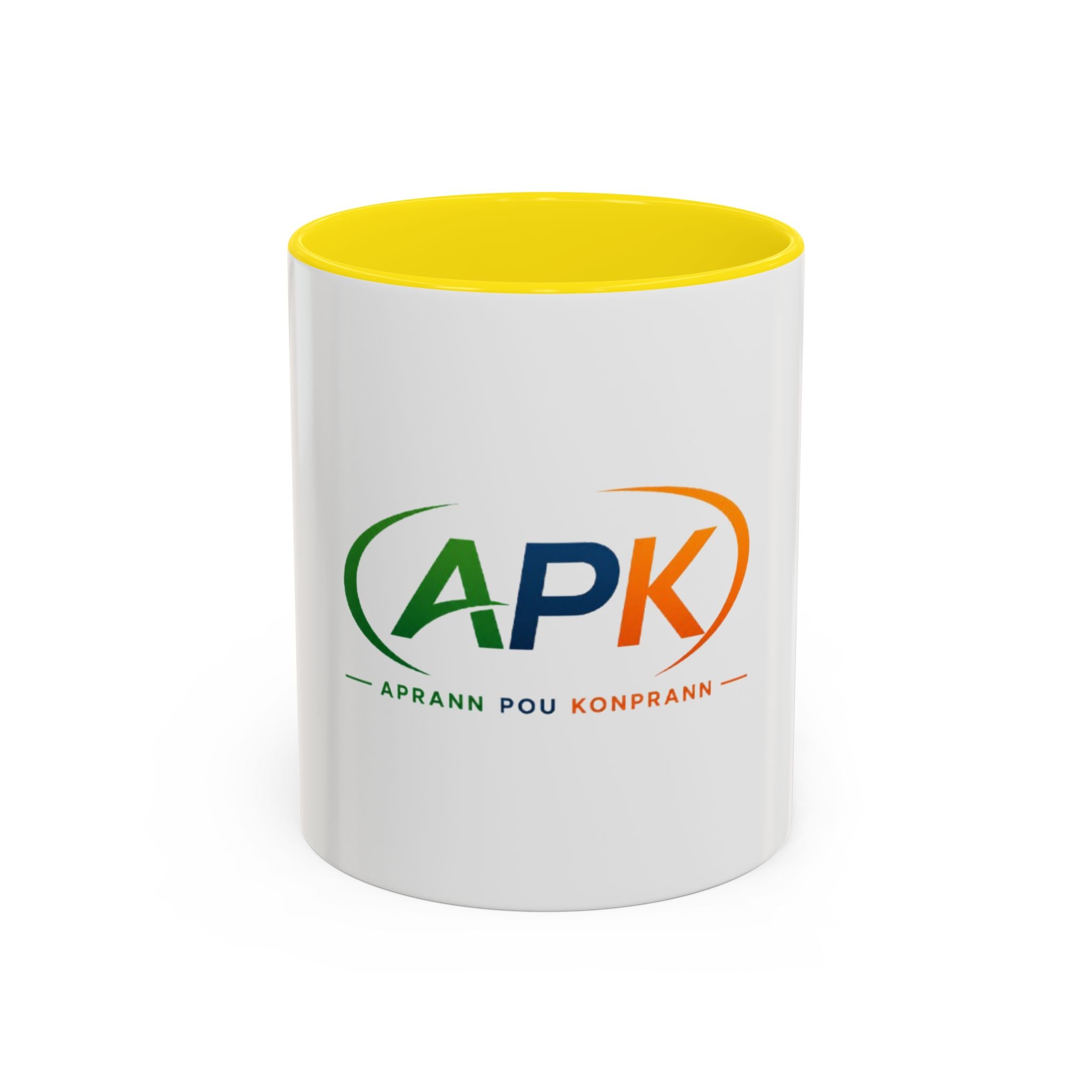 APK Logo Accent Coffee Mug — "Aprann Pou Konprann" Haitian Creole Inspirational Mug